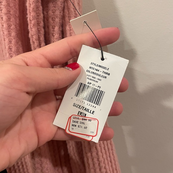 Lord & Taylor Design Lab Pink Cutout Waffle Knit Soft Tunic Top Women’s sz Large - Picture 8 of 10